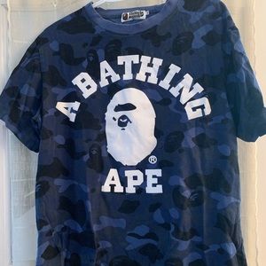 Authentic bathing ape blue camo cotton T-shirt
